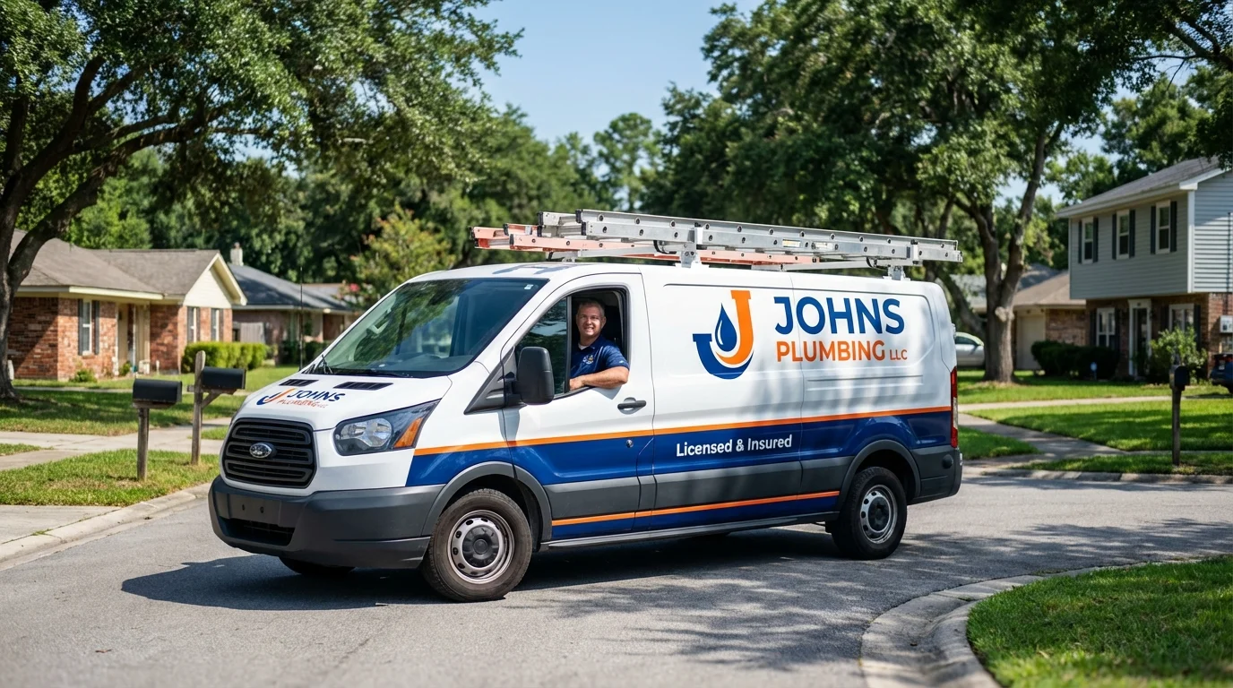 Johns Plumbing LLC service van in Elgin, OK