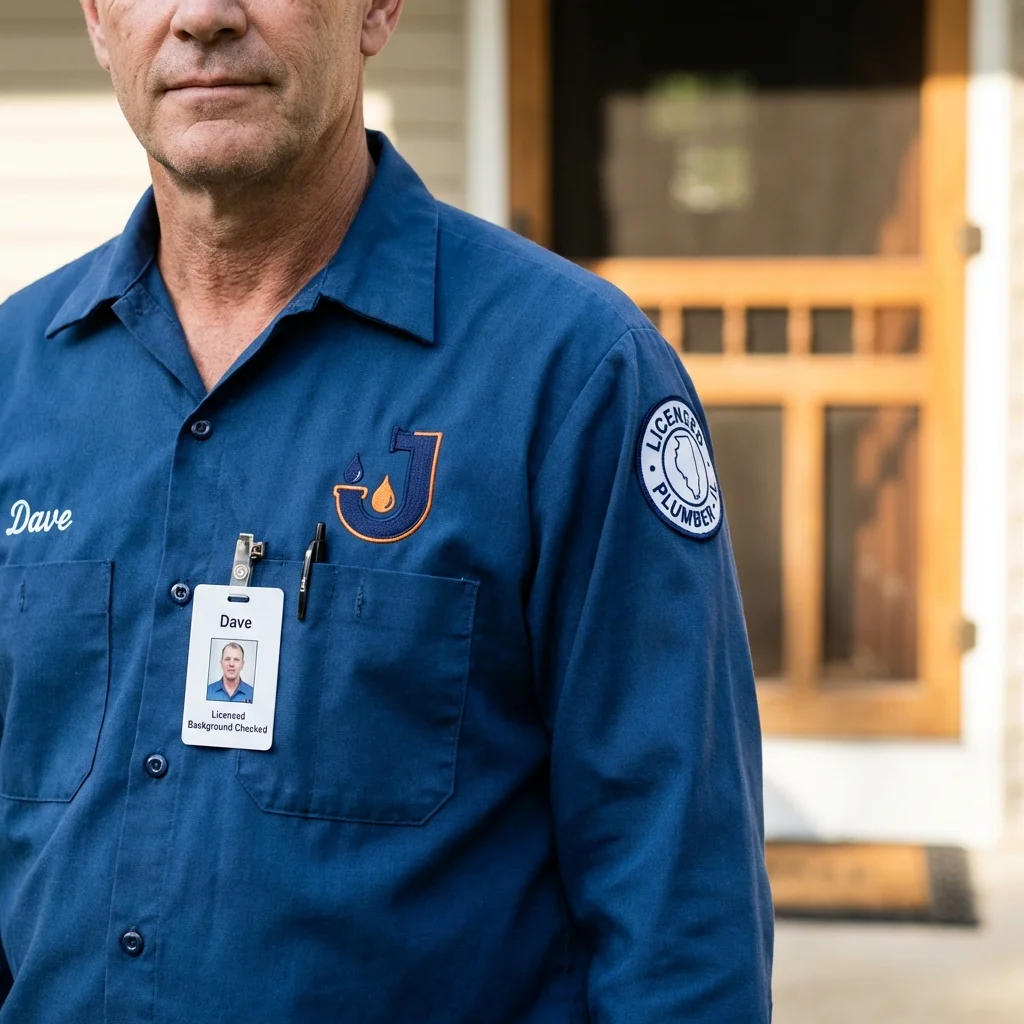 Licensed plumber showing ID badge in Elgin, OK