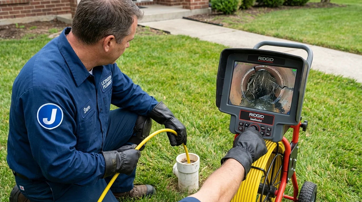 Sewer camera inspection being performed by Johns Plumbing LLC in Elgin